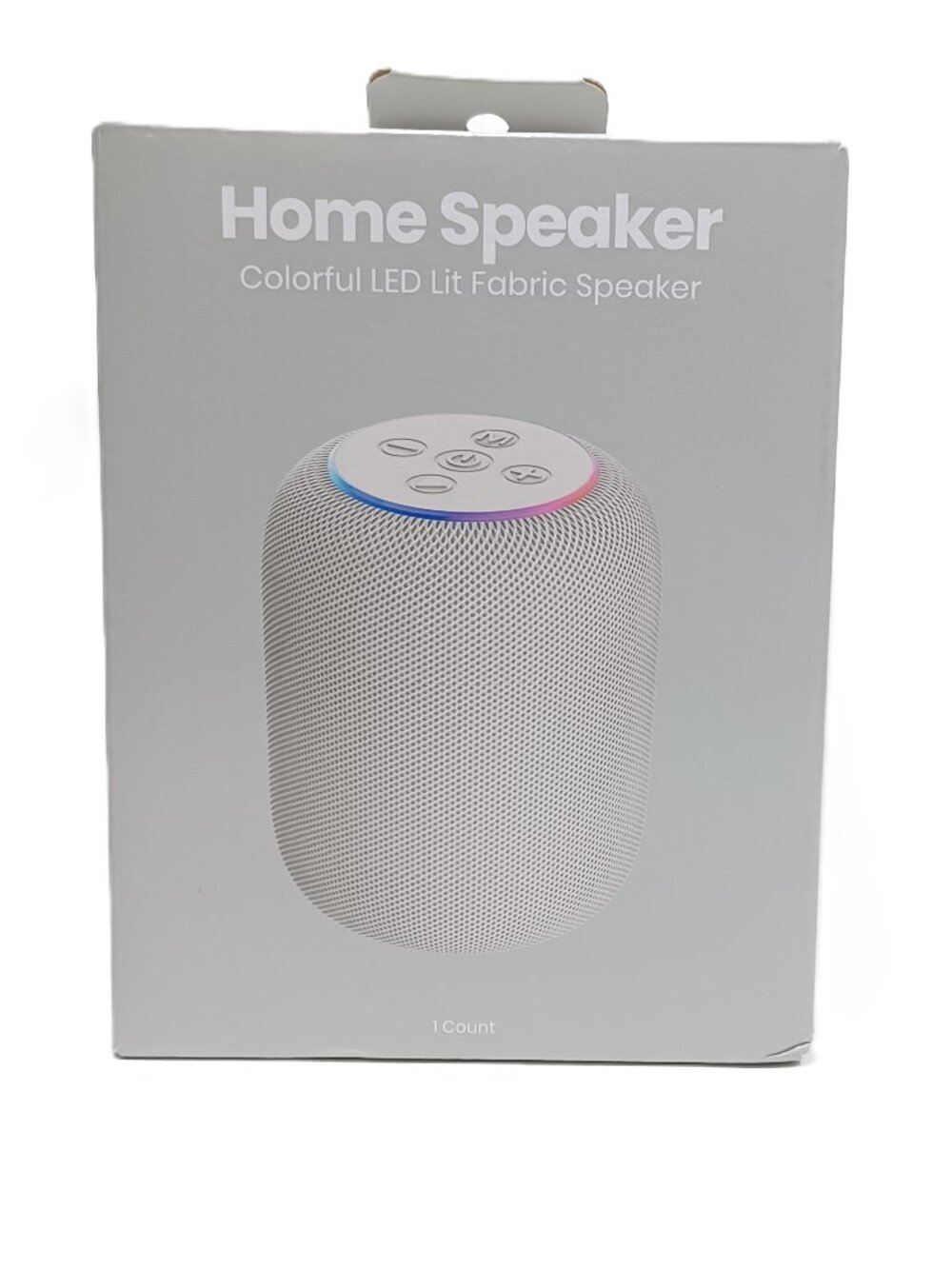 NEW Home Speaker Colorful LED Lit Fabric Speaker - Light CreamGray SEALED IN BOX
